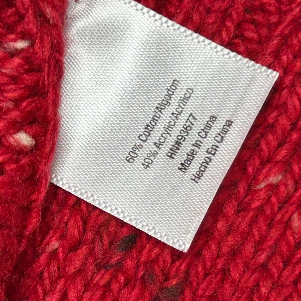 Vintage St Johns Bay Womens XL Red Cable Knit Button Shoulder Sweater cottage‎
